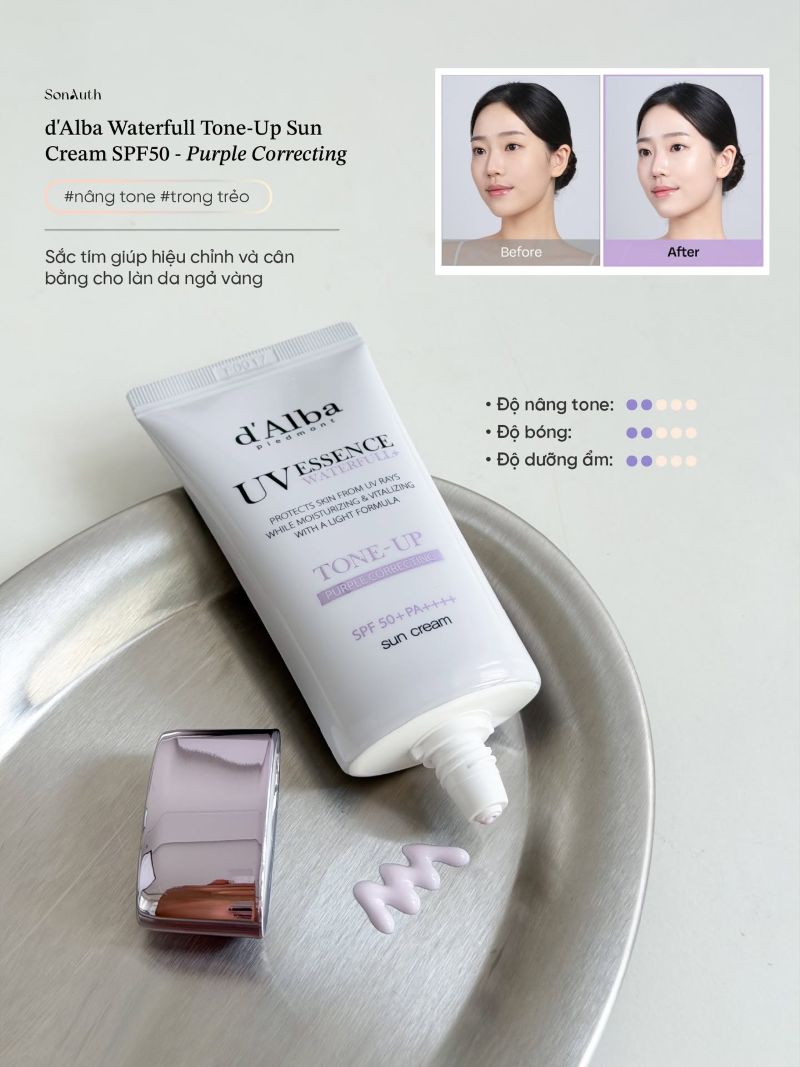 d'Alba Waterfull Tone-Up Purple Correcting Sun Cream