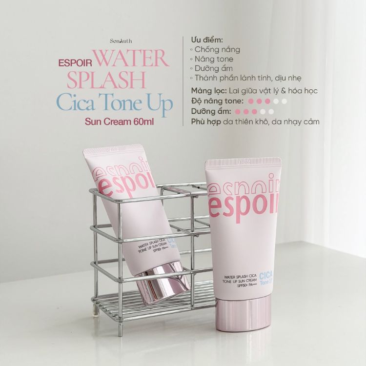 Espoir Water Splash Cica Tone Up Sun Cream SPF50+