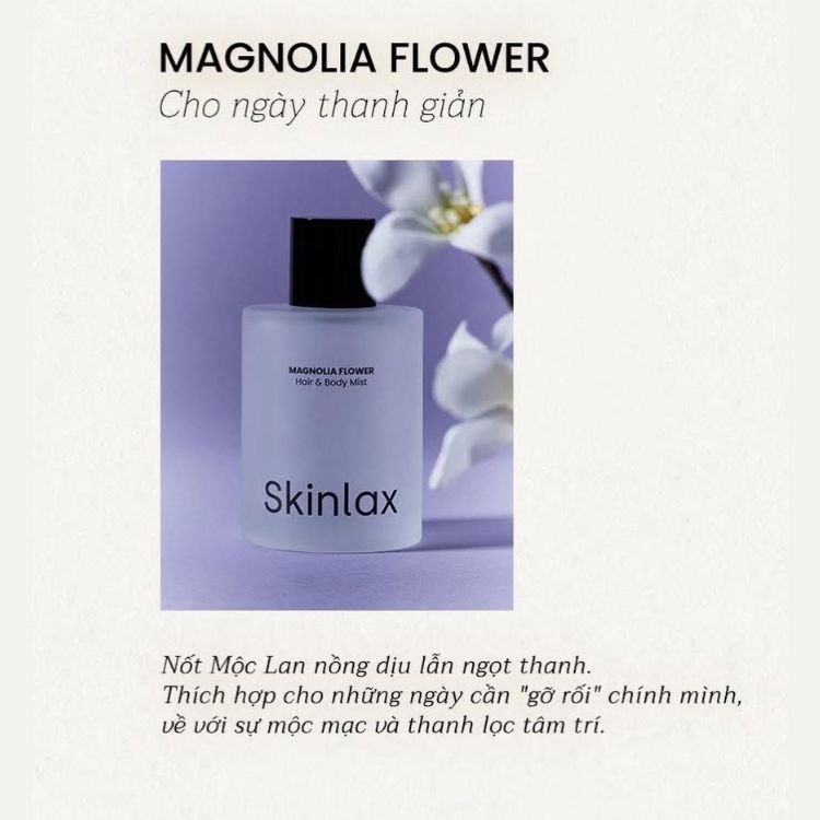 Xịt thơm cơ thể và tóc Skinlax Hair & Body Mist - Magnolia Flower