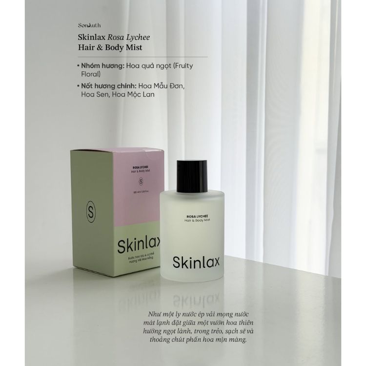 Xịt thơm cơ thể và tóc Skinlax Hair & Body Mist - Rosa Lychee