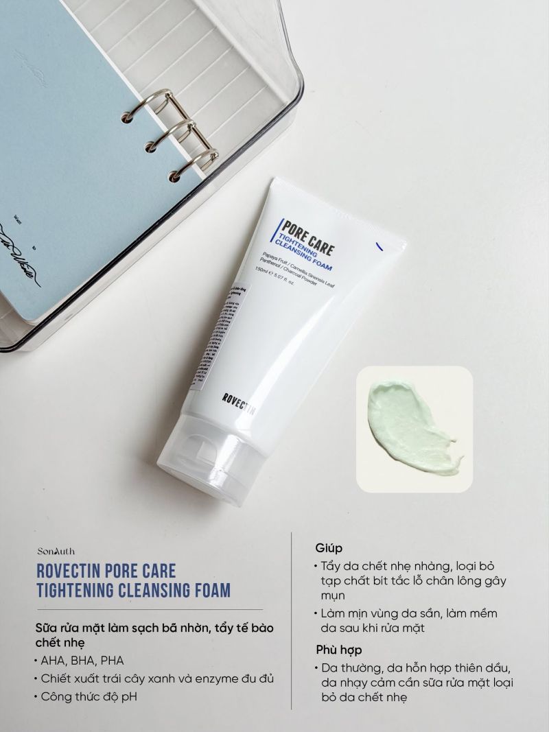 Sữa Rửa Mặt Se Khít Lỗ Chân Lông Rovectin Pore Care Tightening Cleansing Foam