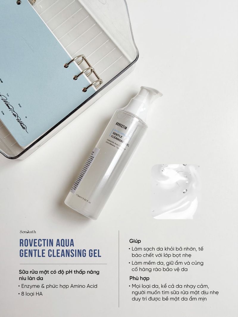 Gel Rửa Mặt Dưỡng Ẩm Rovectin Aqua Gentle Cleansing Gel