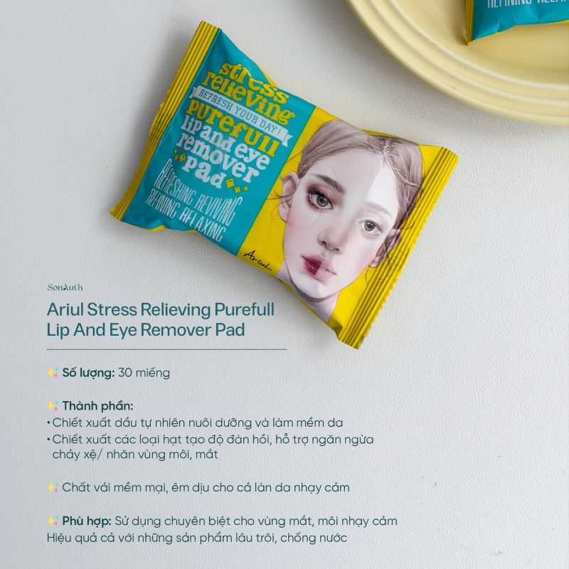 Ariul Stress Relieving Purefull Lip And Eye Remover Pad