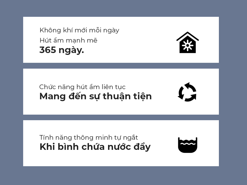 Máy hút ẩm: Không khí mới mỗi ngày, hút ẩm mạnh mẽ, chức năng hút ẩm liên tục, tự ngắt khi đầy bình.