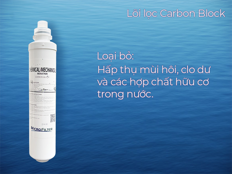 Lõi lọc Carbon Block trong máy lọc nước UF - Khử mùi, loại bỏ clo và hóa chất