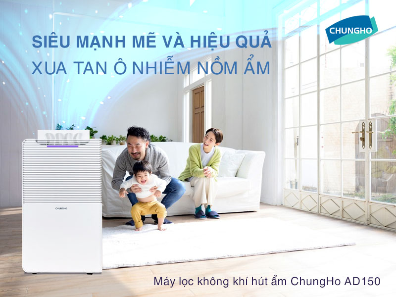 Máy lọc không khí hút ẩm ChungHo AD150 - Lọc sạch, hút ẩm, chống nồm, cho mùa nồm ẩm
