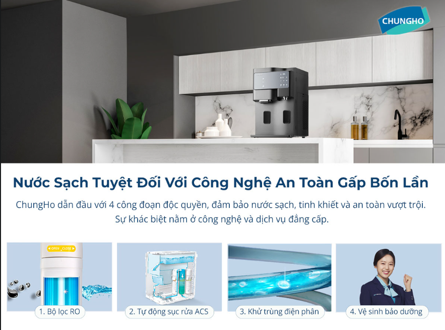 máy lọc nước gia đình công suất lớn được tích hợp nhiều tính năng