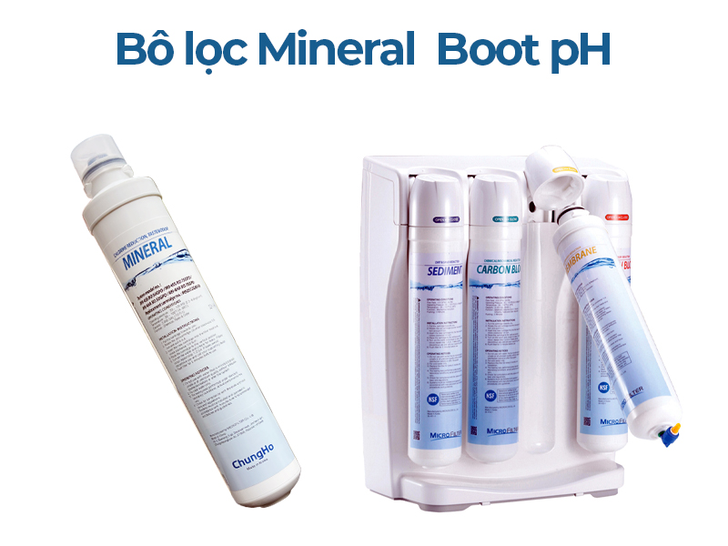 Máy lọc nước RO M9 với lõi Mineral - Bù khoáng, nước đầu ra thường có pH từ 7.5-8.5
