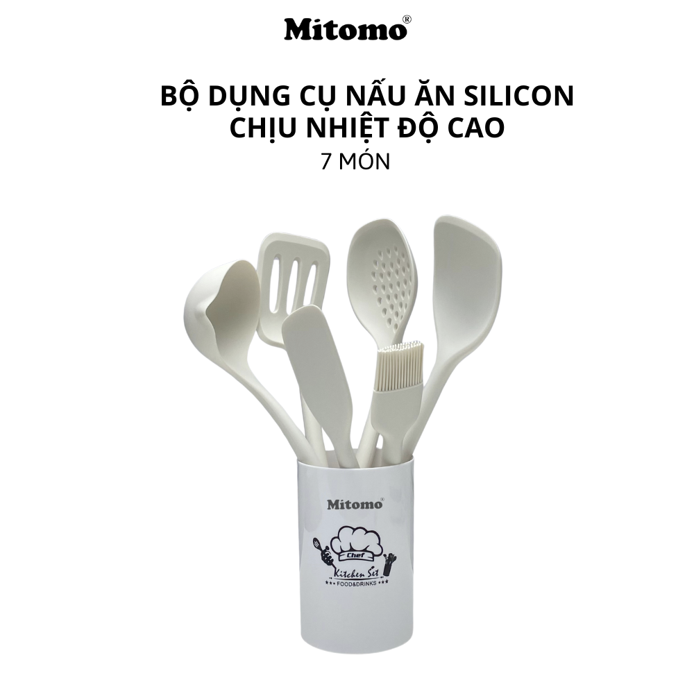 Bộ muỗng nấu ăn silicone chịu nhiệt Mitomo