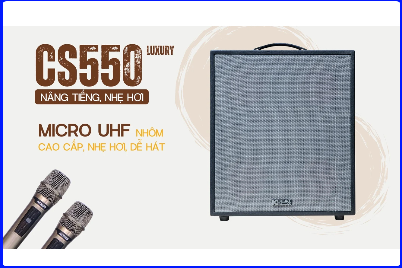 Loa karaoke acnos cs550 luxury trang bị 2 micro UHF cao cấp