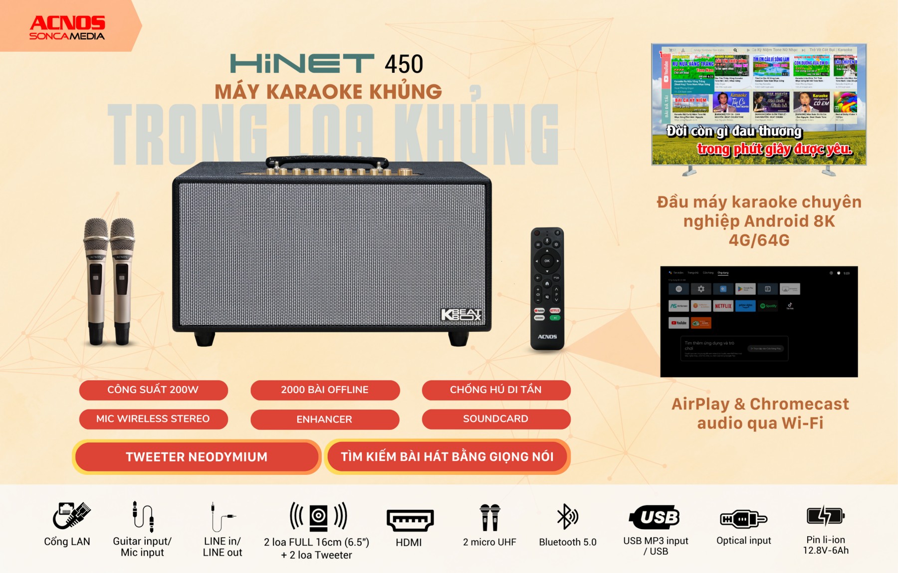 Loa Karaoke ACNOS HiNet 450 Hệ Thống Loa Hi-End Chất Lượng Cao