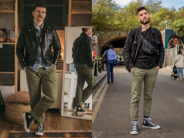 Phối giày Converse cổ cao nam với áo khoác thời trang mạnh mẽ