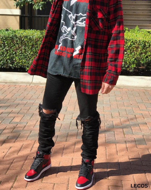 Phối giày Jordan cổ cao nam cùng áo sơ mi kẻ