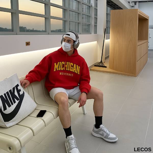 Phối giày Jordan cổ thấp nam với áo hoodie hoặc sweater và quần short