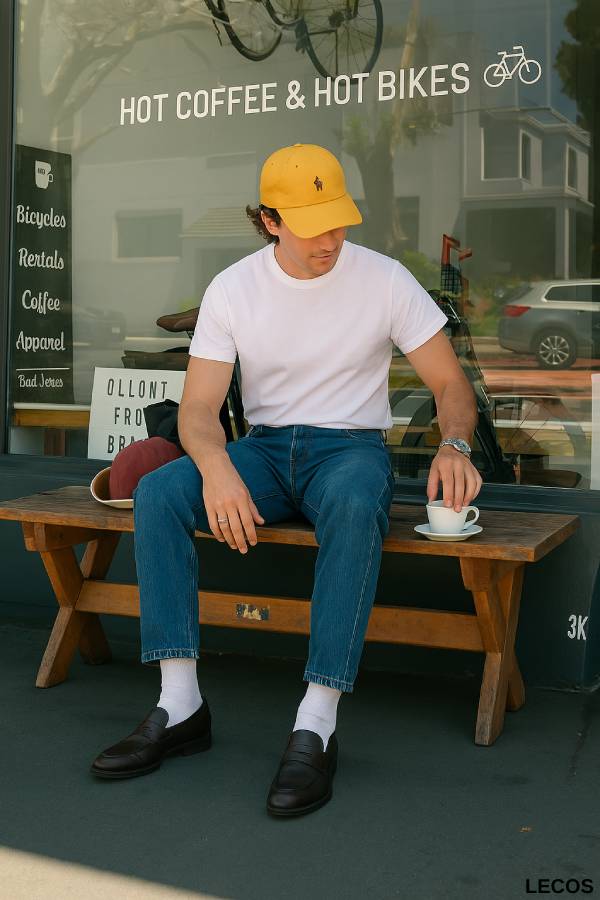 Phối giày loafer với áo phông thoải mái