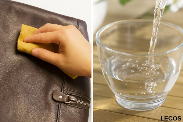 Khăn mềm nhúng vào giấm trắng để vệ sinh balo