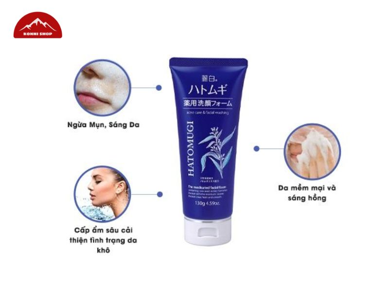 Công dụng của sữa rửa mặt Hatomugi cho da khô