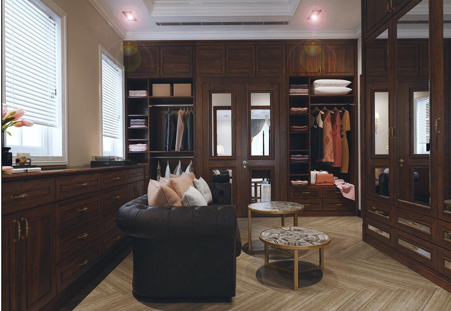 Phòng thay đồ tại Sol Villa – nơi phong cách sống và thiết kế hòa làm một.