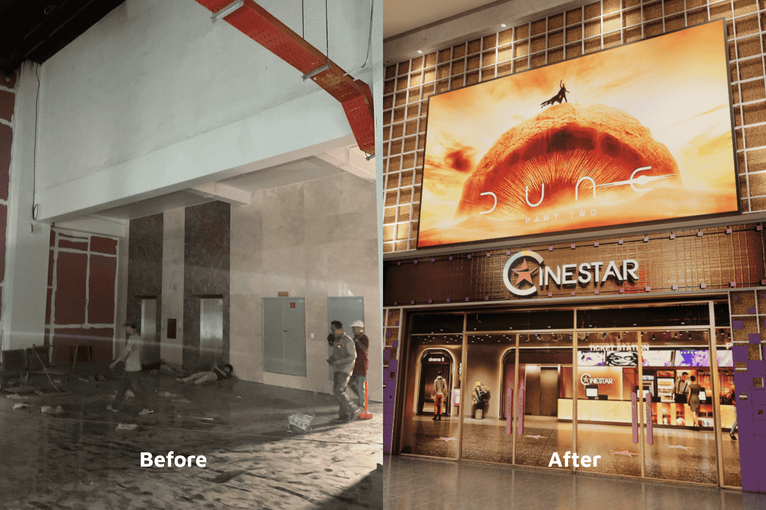 Ảnh cổng chính trước và sau hoàn thiện