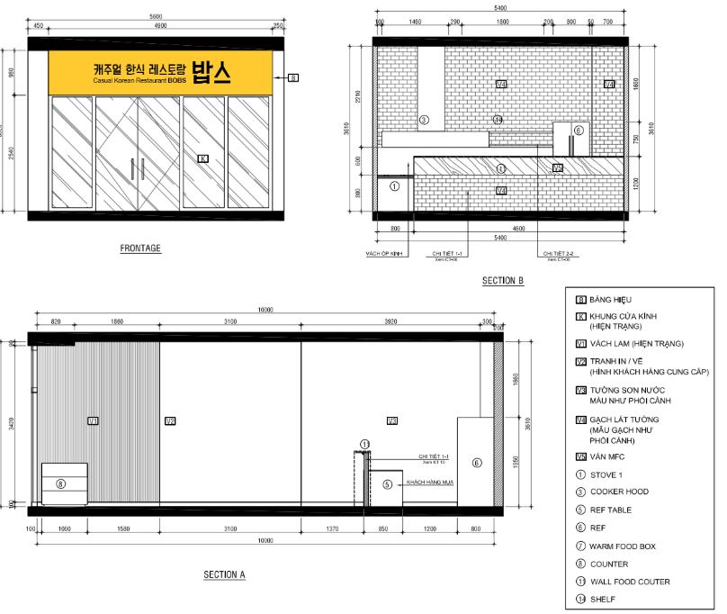 Bản vẽ thiết kế nhà hàng nướng Hàn Quốc