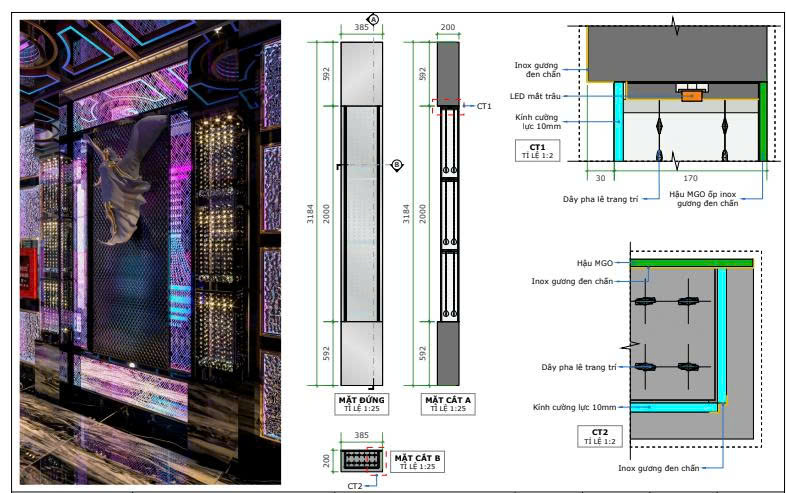 Bản vẽ triển khai cột kính pha lê