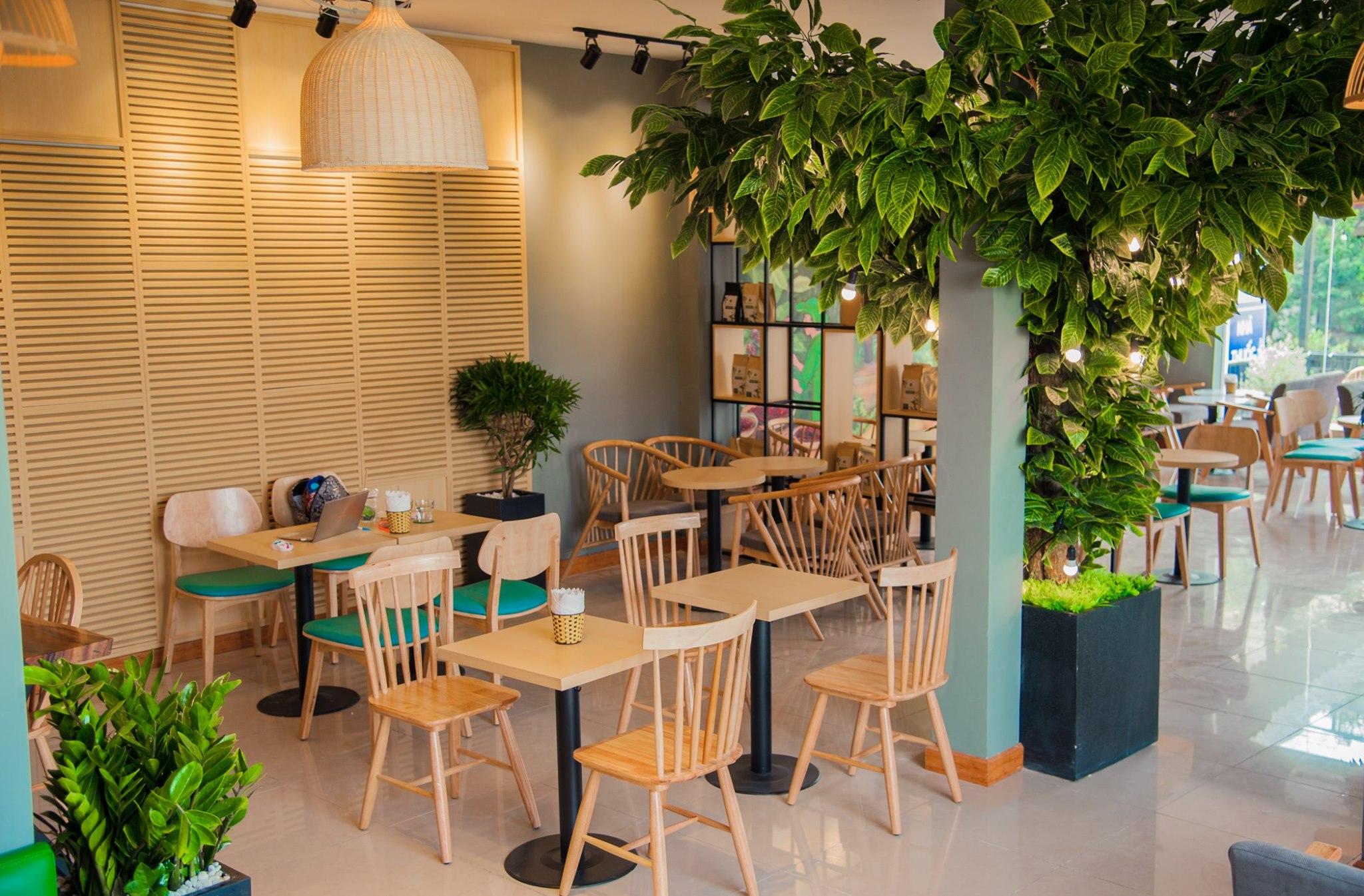Không gian xanh luôn có mặt ở chuỗi quán Gemini Coffe.