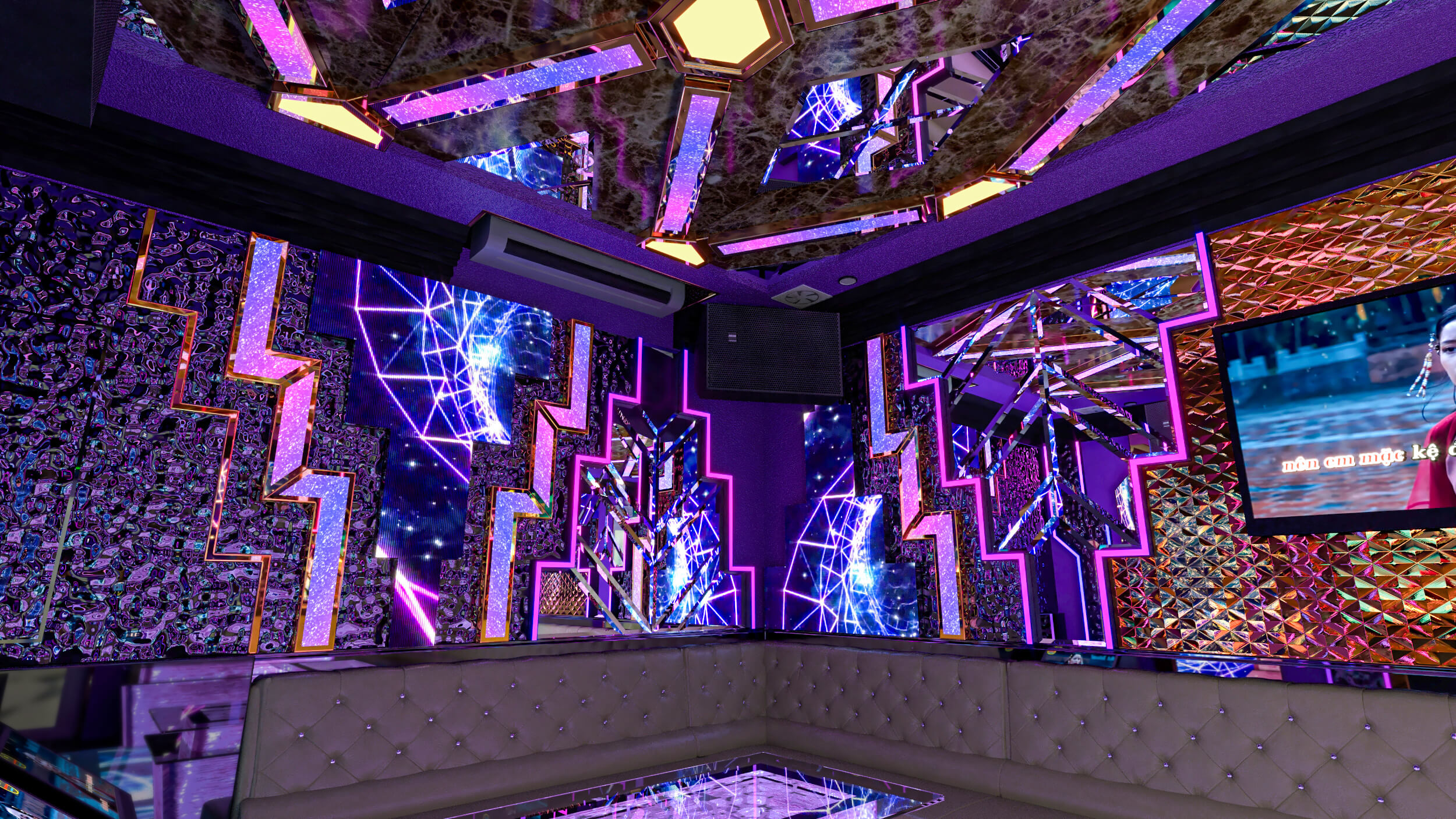 Hệ thống LED lập trình kết hợp modul trần nhiều lớp – tạo hiệu ứng ánh sáng chuyển động độc đáo