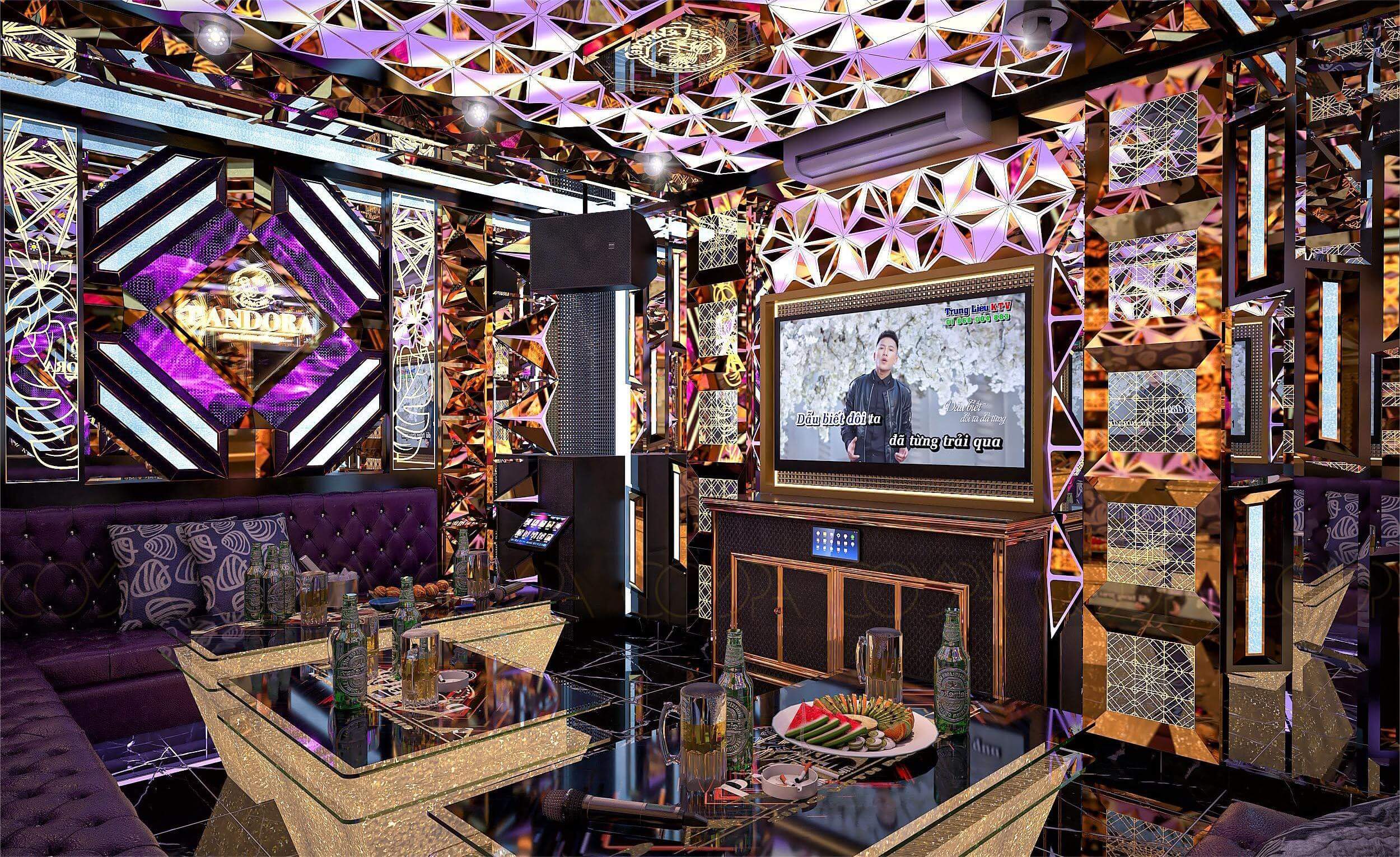 Mẫu phòng karaoke hiện đại đã thi công - Karaoke Pandora