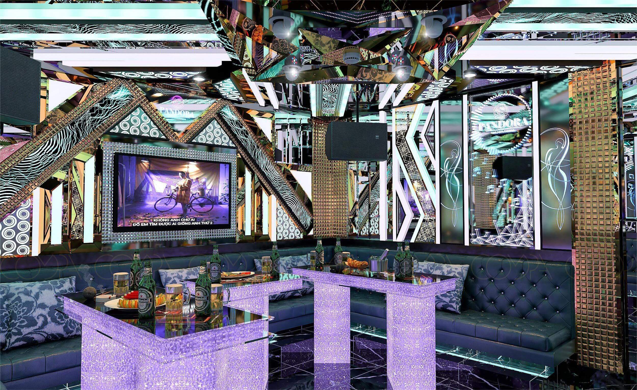 Mẫu phòng karaoke hiện đại đã thi công - Karaoke Pandora