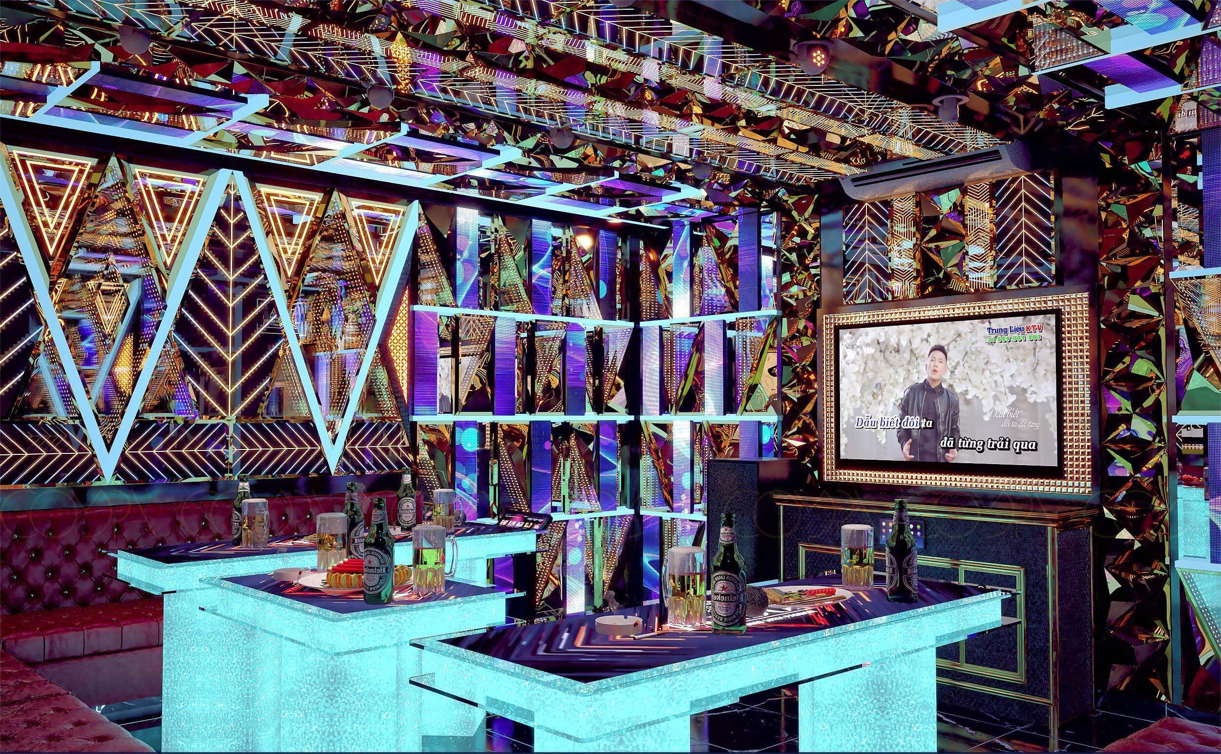 Mẫu phòng karaoke hiện đại đã thi công - Karaoke Pandora