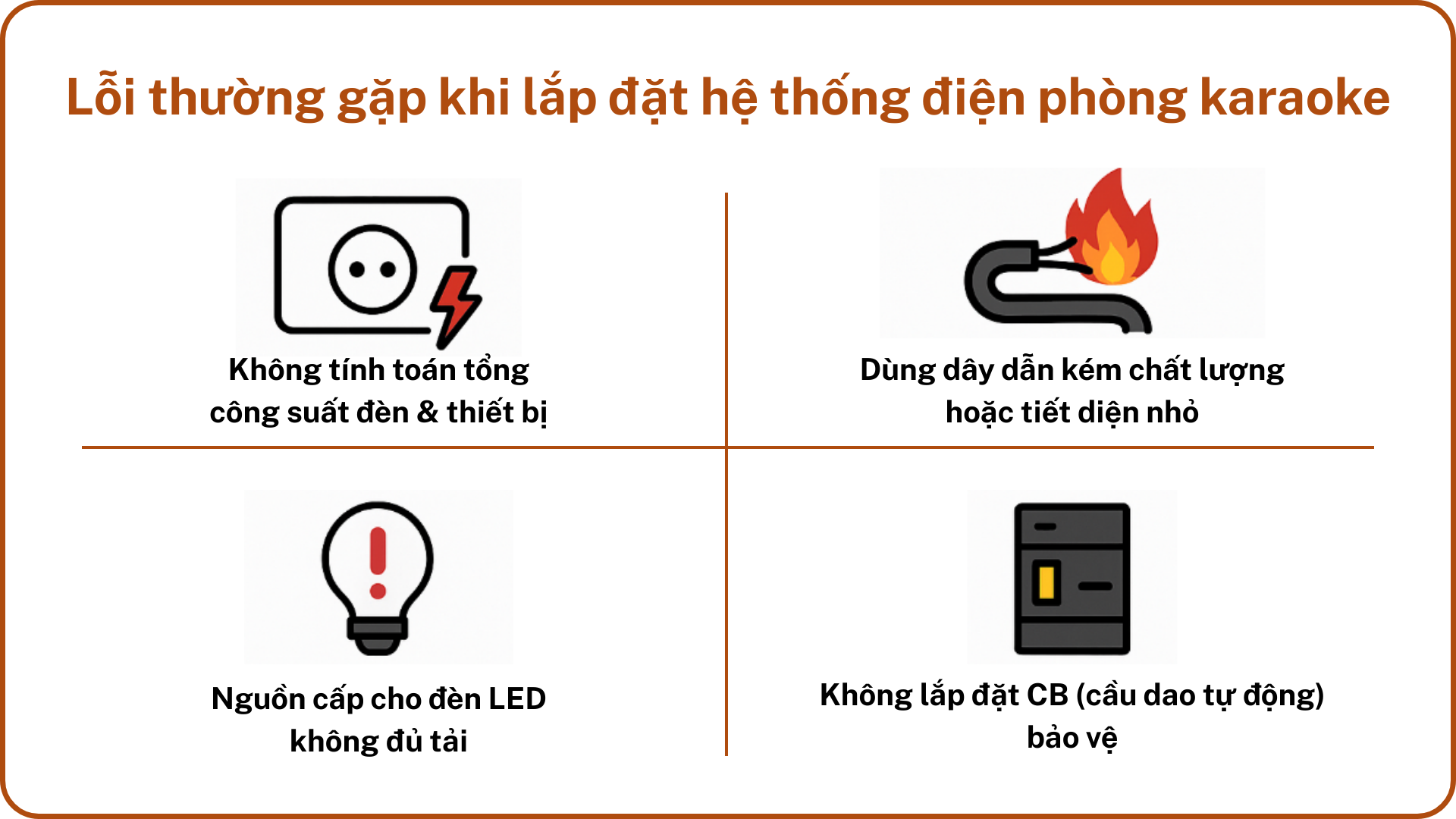 Lỗi thường gặp khi lắp đặt hệ thống điện phòng karaoke