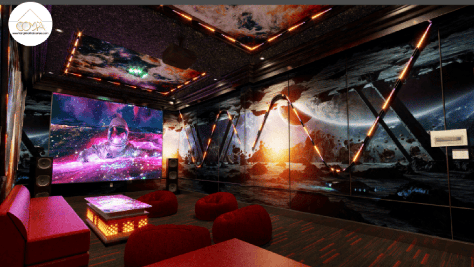 HÌNH ẢNH THI CÔNG THỰC TẾ PHÒNG KARAOKE - MẪU PHÒNG VỚI CHI PHÍ ĐẦU TƯ THẤP