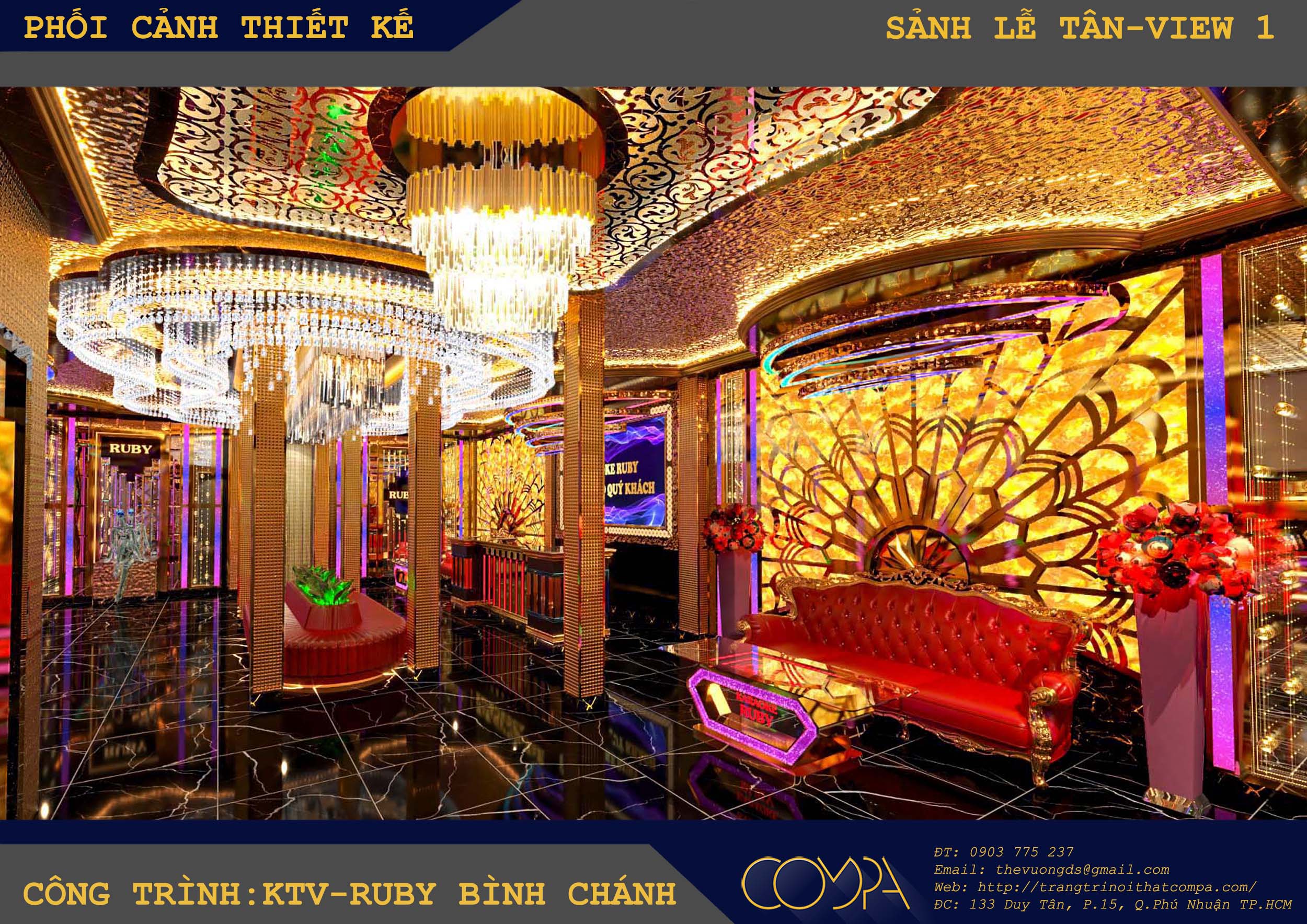 Mẫu thiết kế thi công quán karaoke ruby