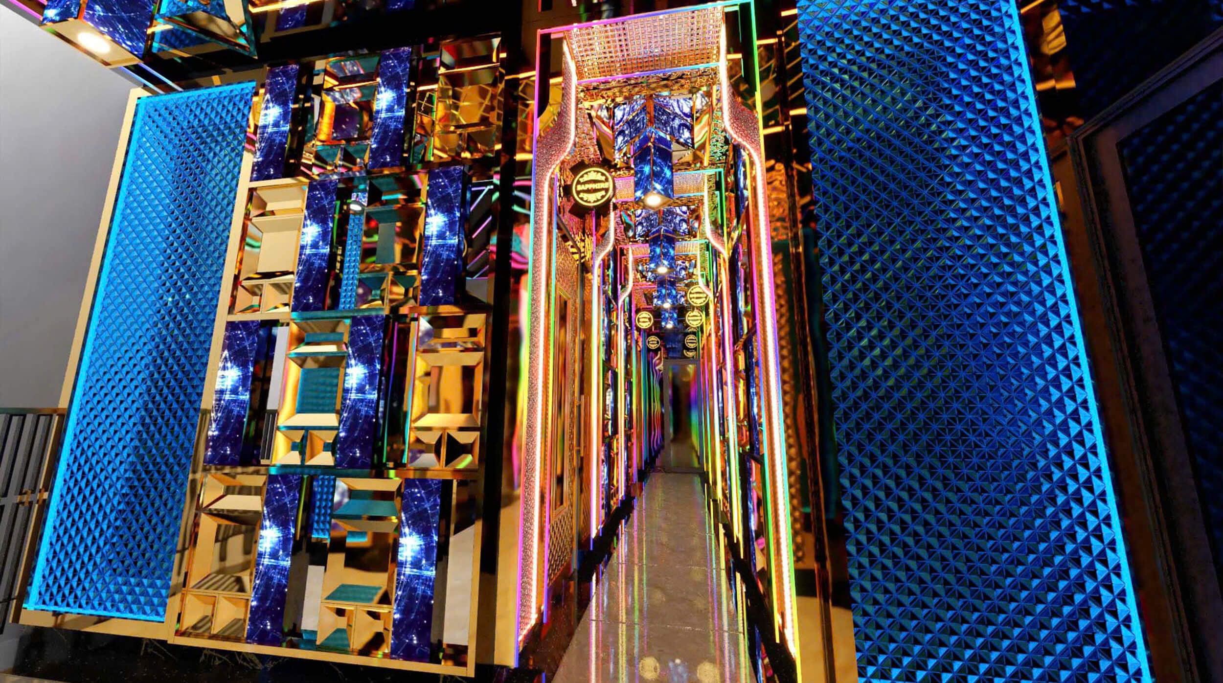 Hình 4. Phối cảnh hành lang lầu 1 Karaoke Ruby