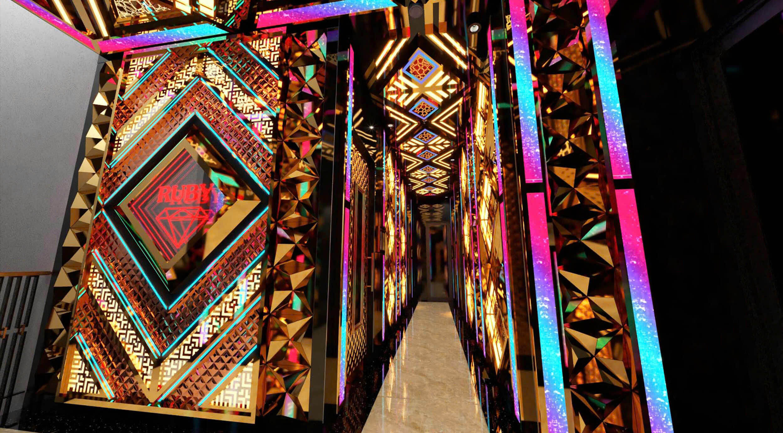 Hình 8. Phối cảnh hành lang lầu 2 Karaoke Ruby