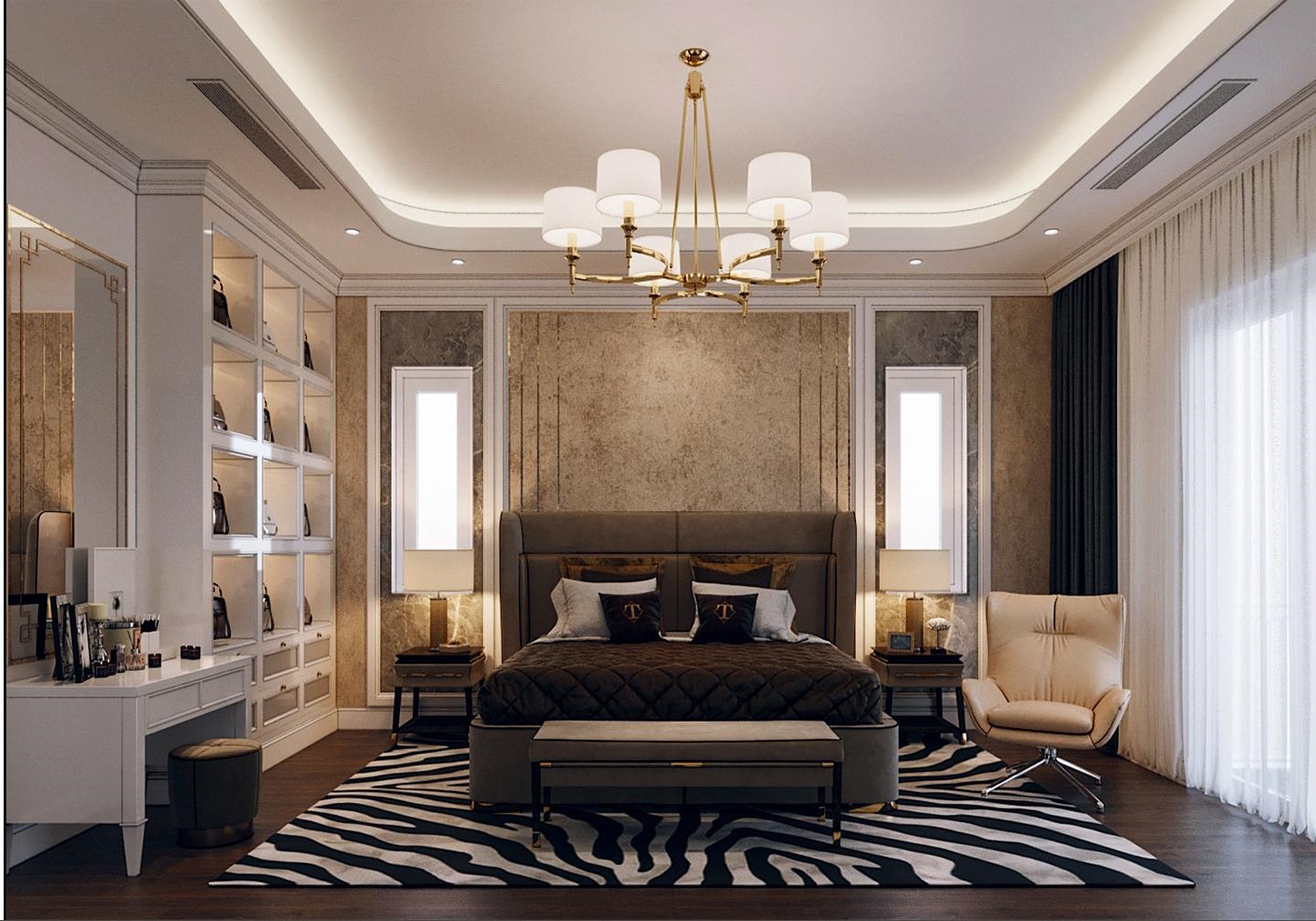 Thiết kế phòng ngủ bán cổ điển