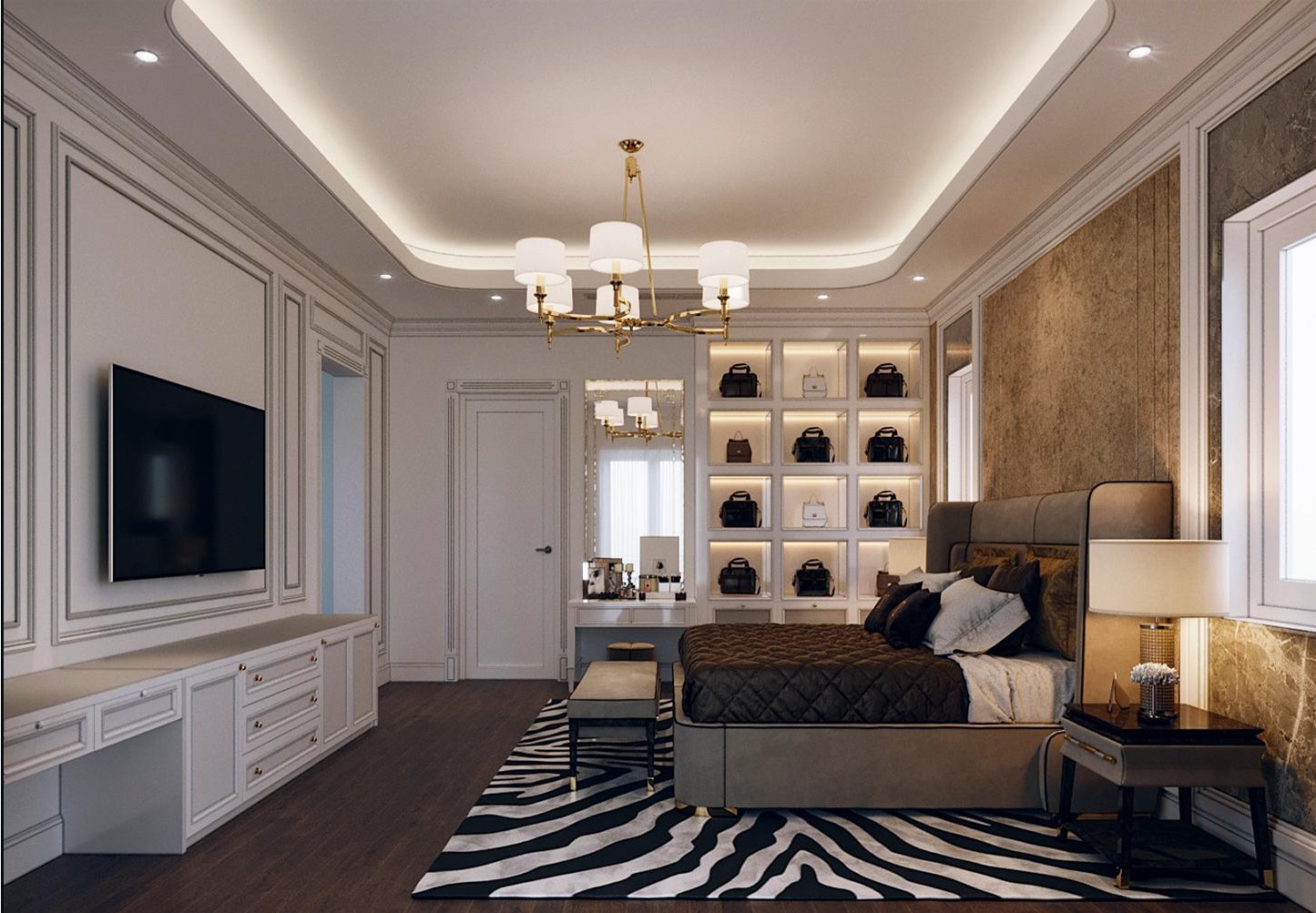 Thiết kế phòng ngủ bán cổ điển