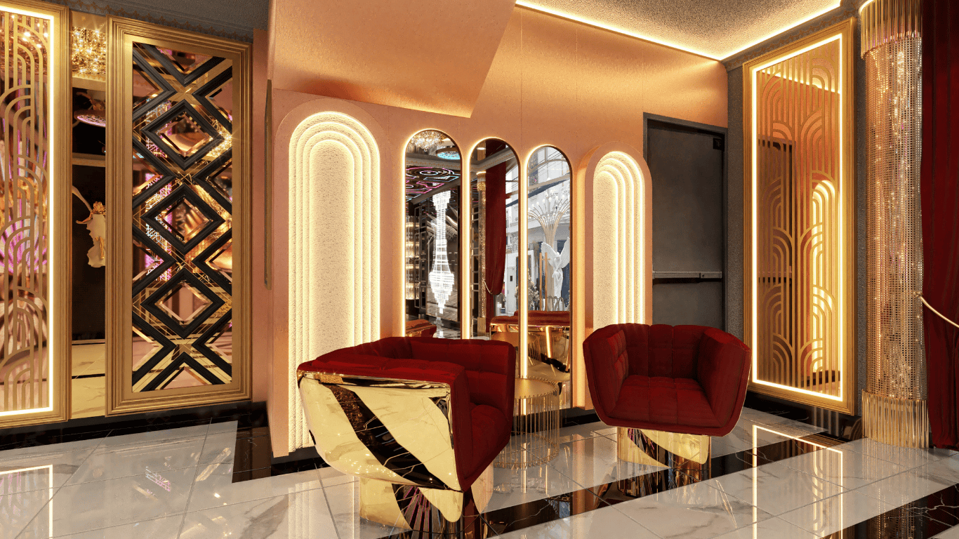 Thiết kế sảnh hành lang quán Karaoke hiện đại