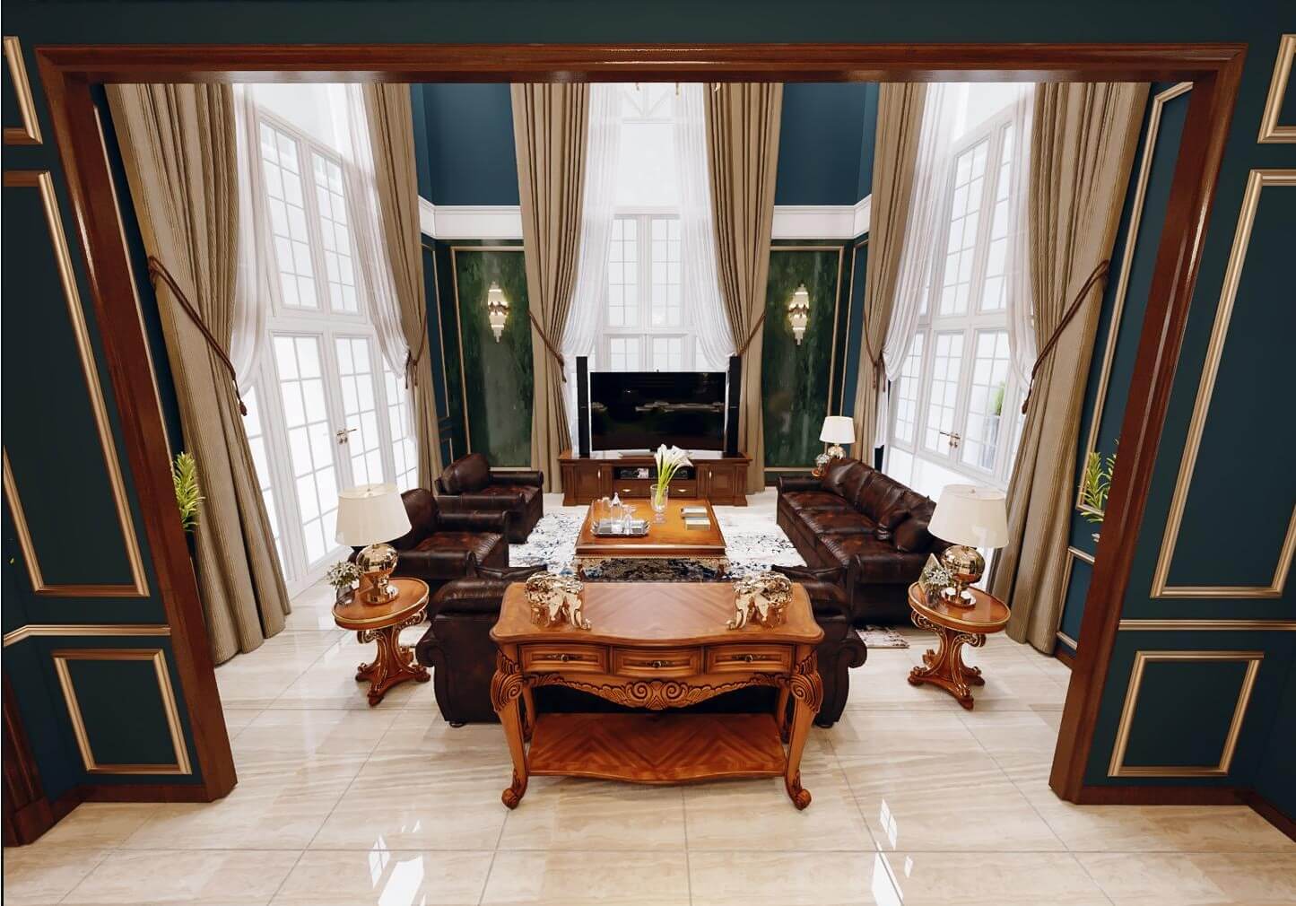 Không gian đón tiếp mang dấu ấn Tân cổ điển – thanh lịch, đẳng cấp và đầy cảm xúc.