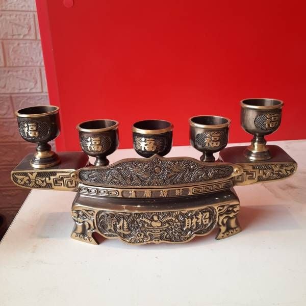 Bộ Chén Thờ Bằng Đồng - Cửu Diệu Thiên
