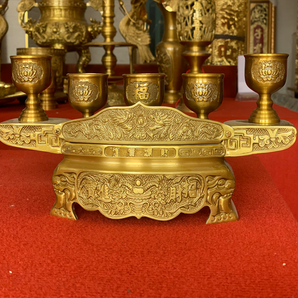Bộ Chén Thờ Bằng Đồng - Cửu Diệu Thiên