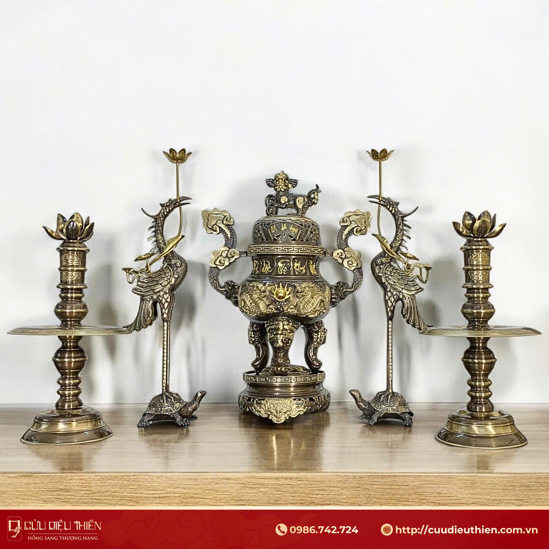Bộ Đồ Thờ Bằng Đồng - Cửu Diệu Thiên