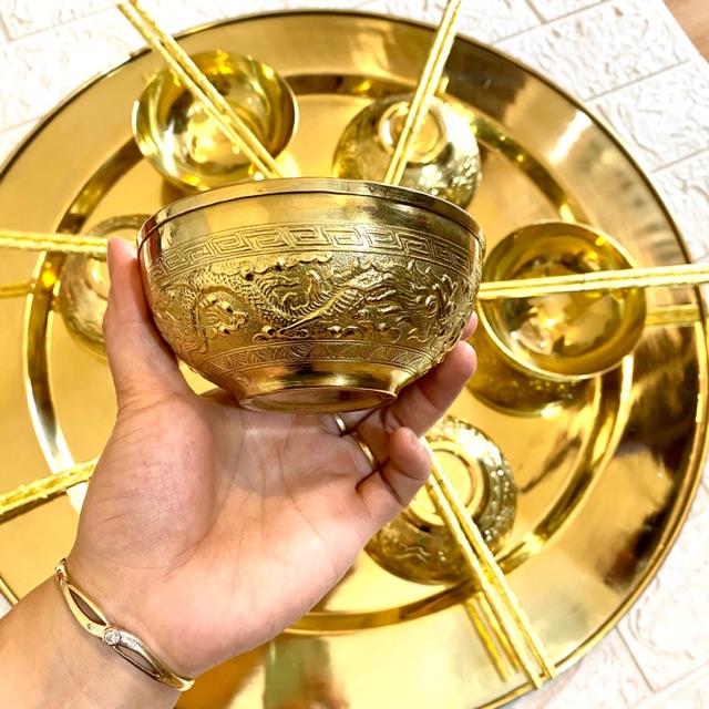 Bộ Mâm Bát Đũa Bằng Đồng - Cửu Diệu Thiên