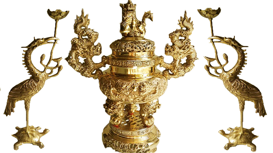 Bố Trí Hạc Thờ Đồng - Cửu Diệu Thiên