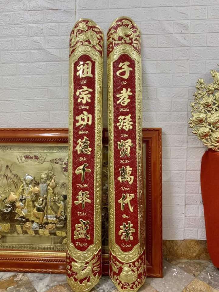 Cuốn Thư Câu Đối Bằng Đồng - Cửu Diệu Thiên