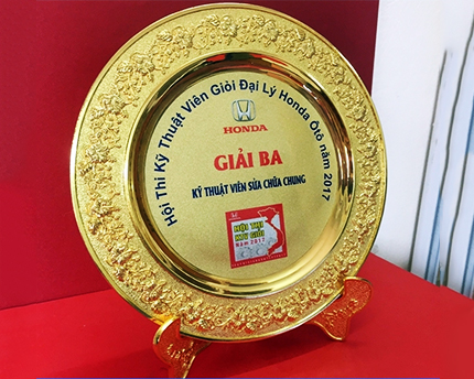 Đĩa Đồng Mạ Vàng Khắc Logo - Quà Tặng Cửu Diệu Thiên