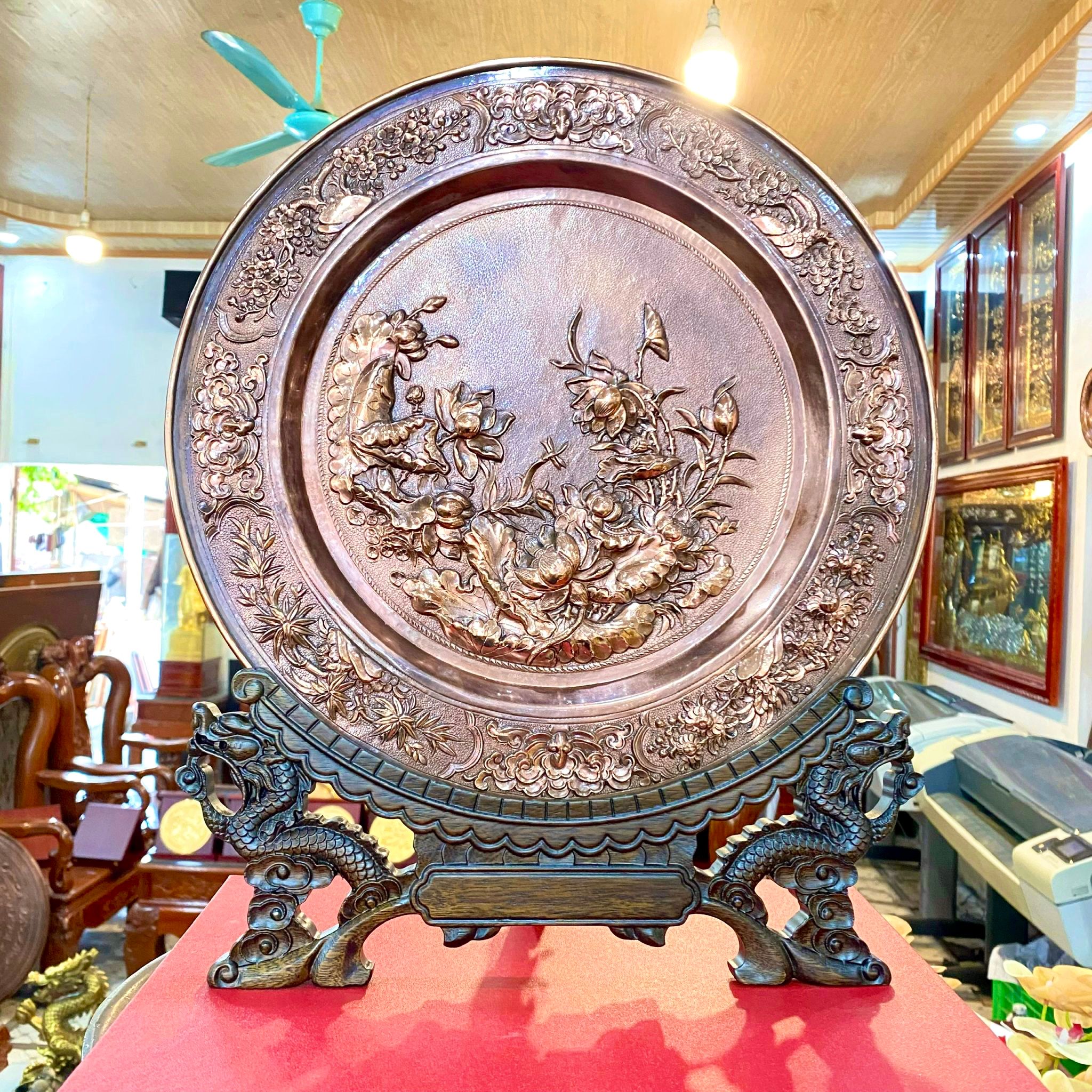 Tranh Mâm Hoa Sen Đồng - Cửu Diệu Thiên