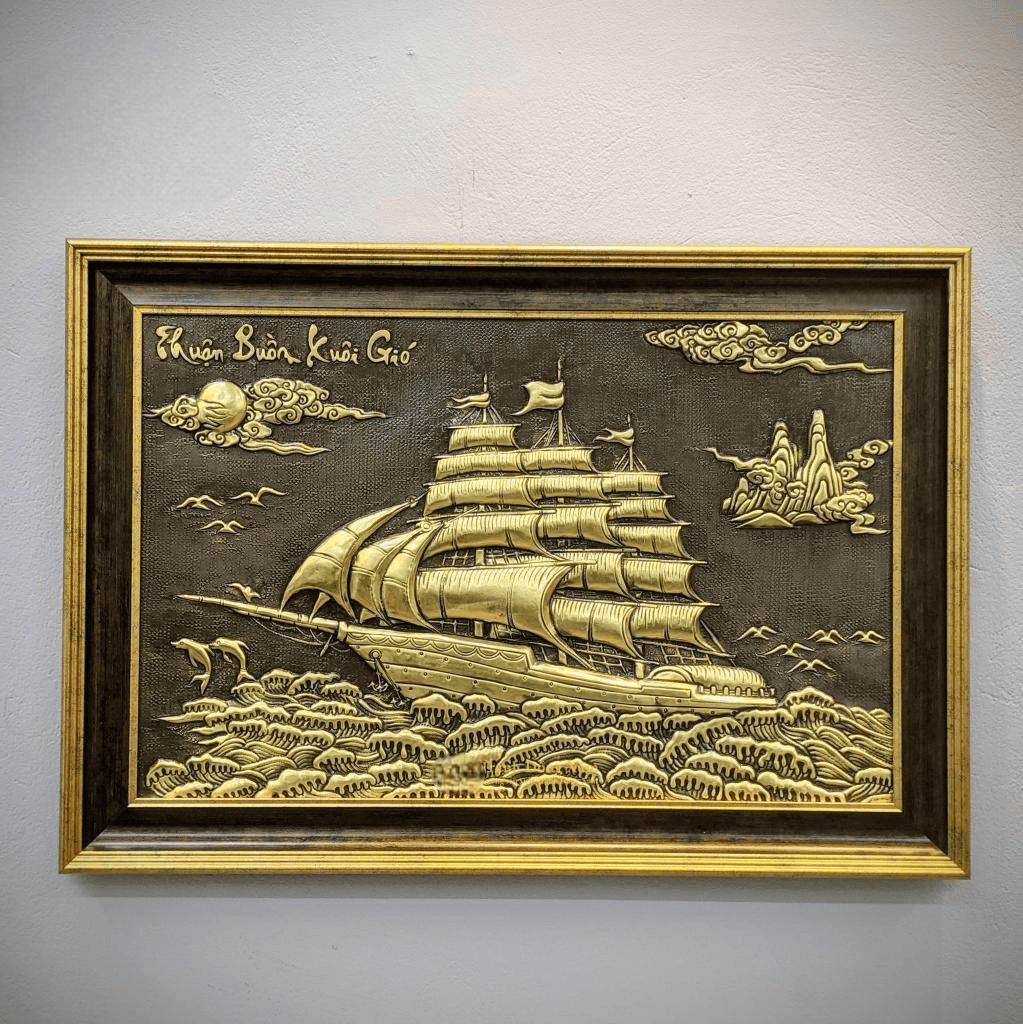 Ý Nghĩa Phong Thủy Của Tranh Đồng Thuận Buồm Xuôi Gió -Đồ Đồng Cao Cấp