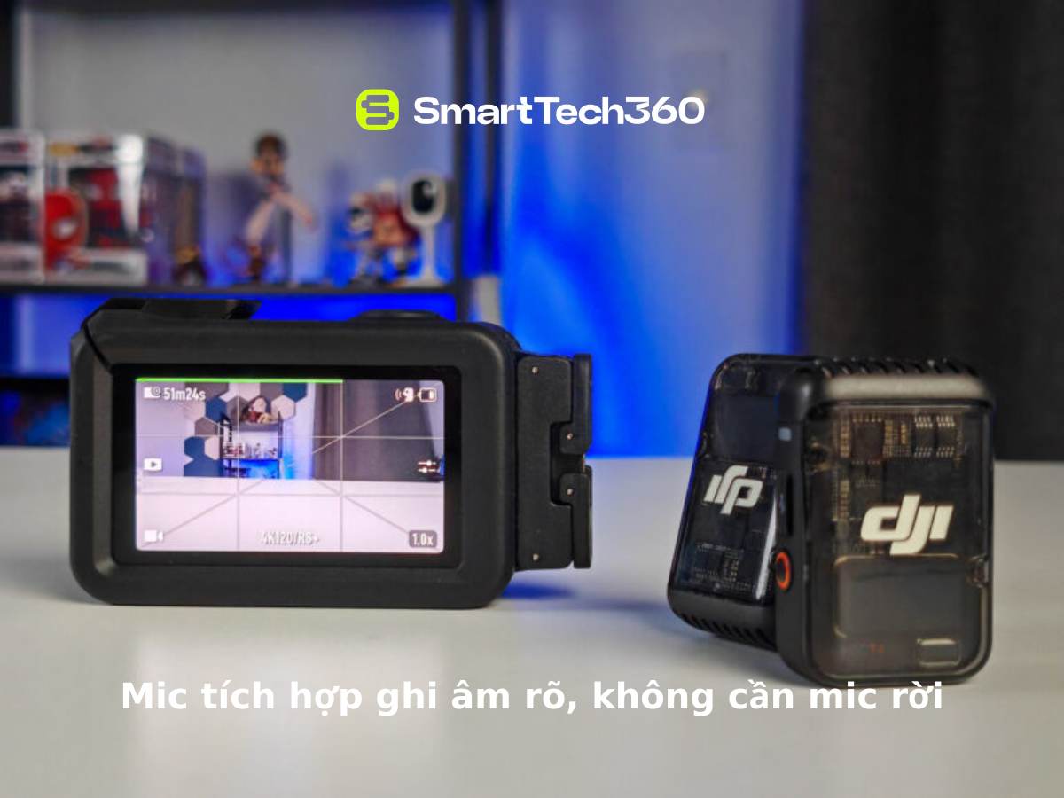Mic tích hợp trên DJI Osmo Action 5 Pro ghi âm rõ nét