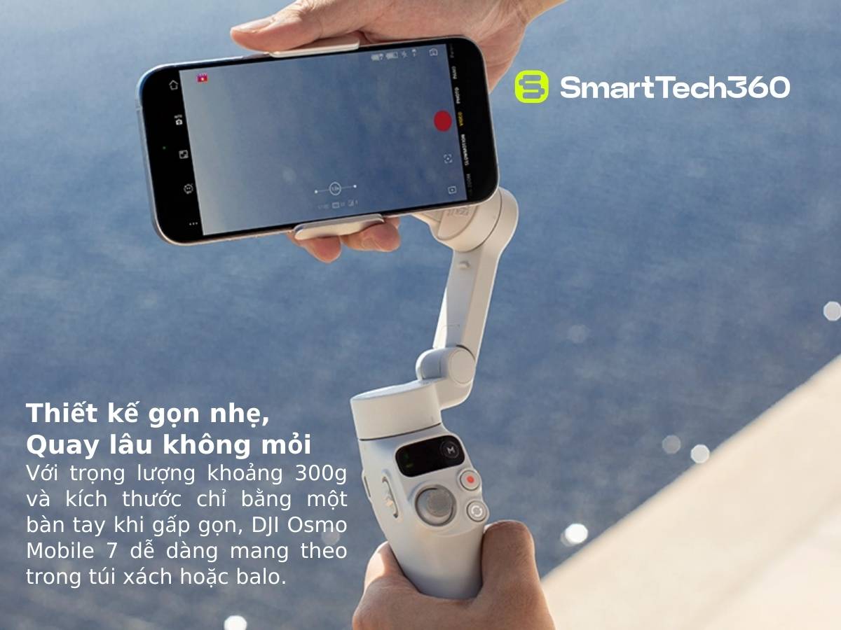 Thiết kế gọn nhẹ của DJI Osmo Mobile 7